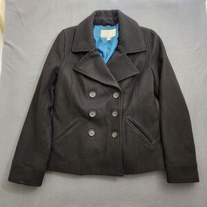 Old Navy Women M Black Double Breasted Wool Pea Coat